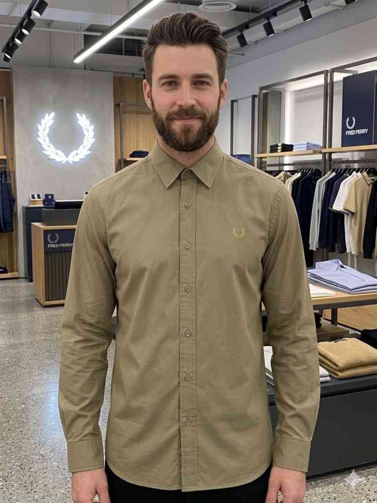Beige Fred Perry White Premium Quality Shirt