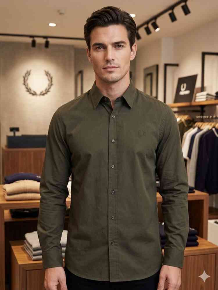 Dark Green Fred Perry White Premium Quality Shirt