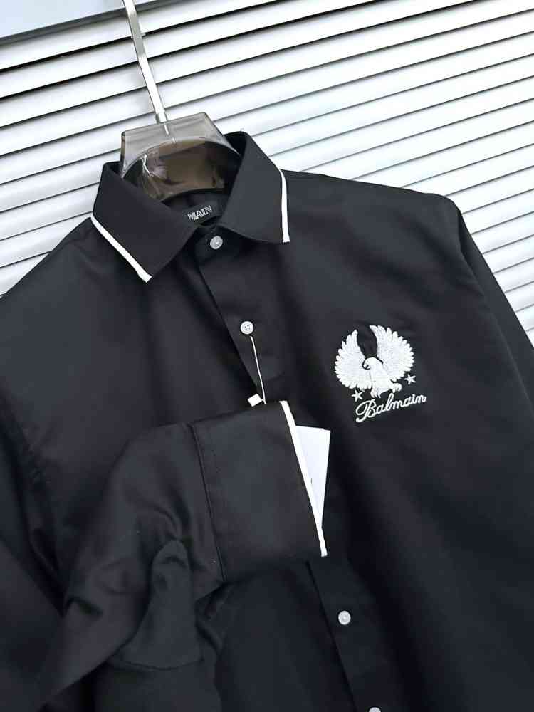 Balmain Embroidered Black Premium Cotton Shirt-1