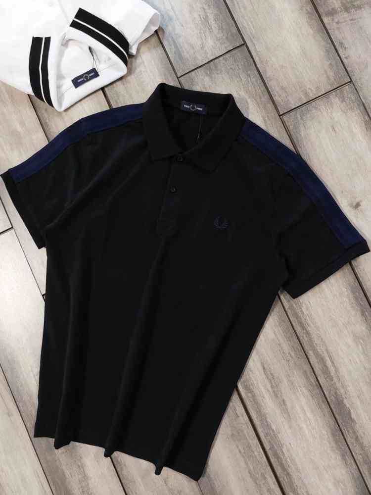 Black Fred Perry Embroidered logo White Premium T-shirt