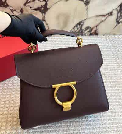 Burgundy Ferragamo Gancini Black Handbag