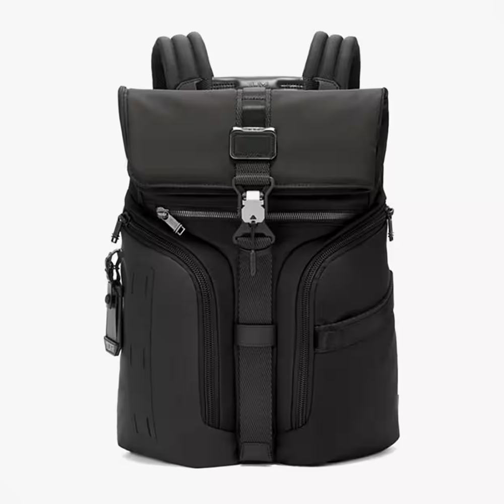 Black Tumi Alpha Bravo Logistics Flap Lid Orange Backpack