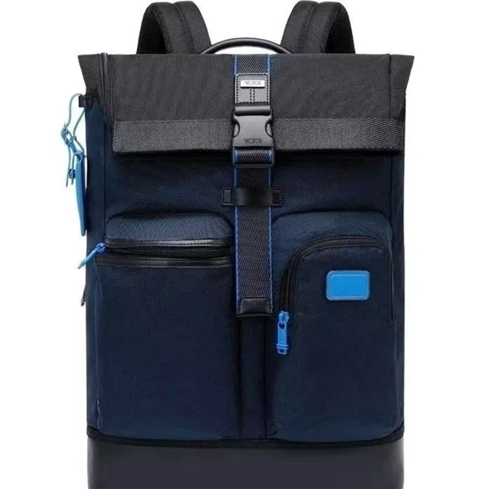 Tumi Alpha Bravo London Roll-Top Blue Backpack-thumb-4