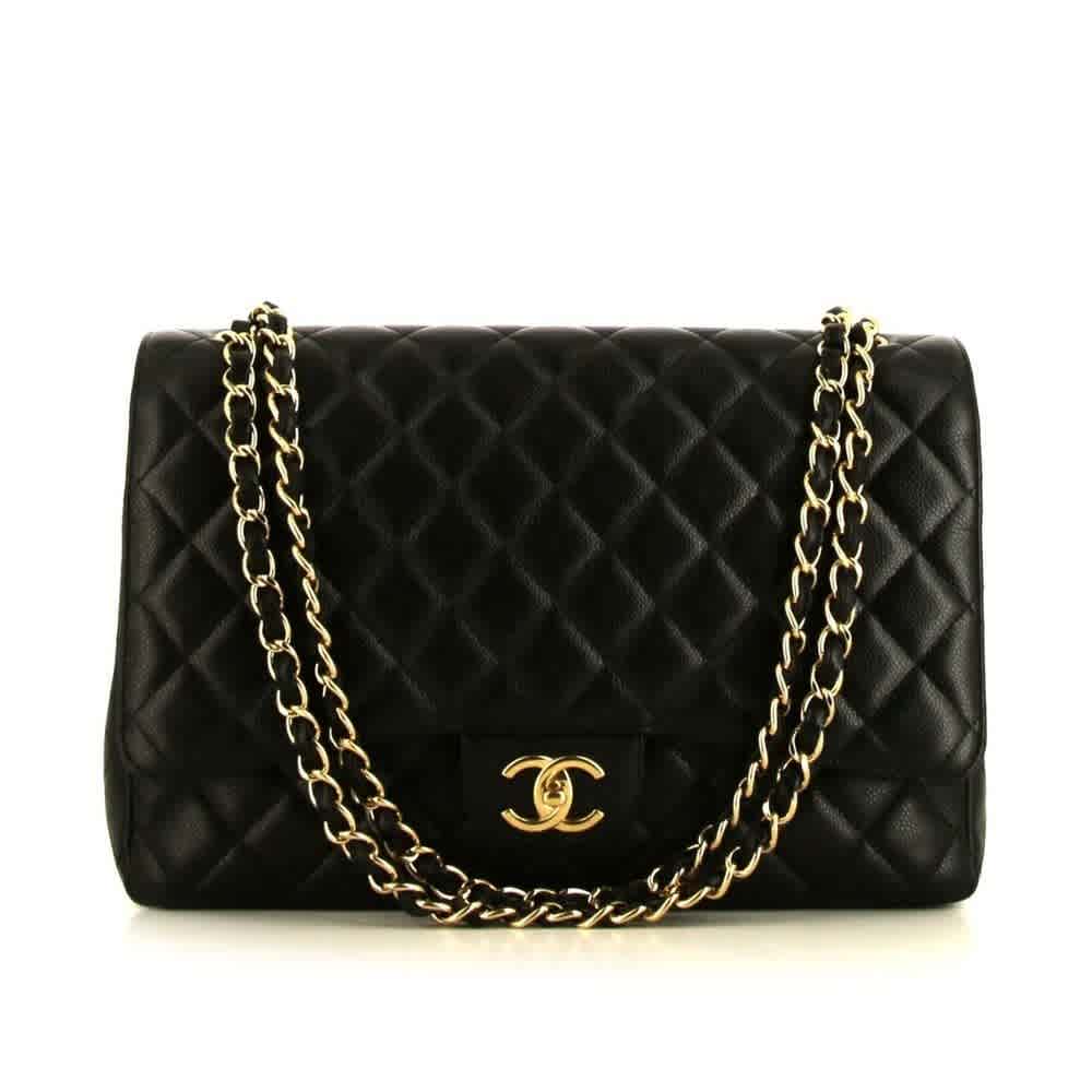 Black Chanel White Classic Jumbo 25 Sling Bag