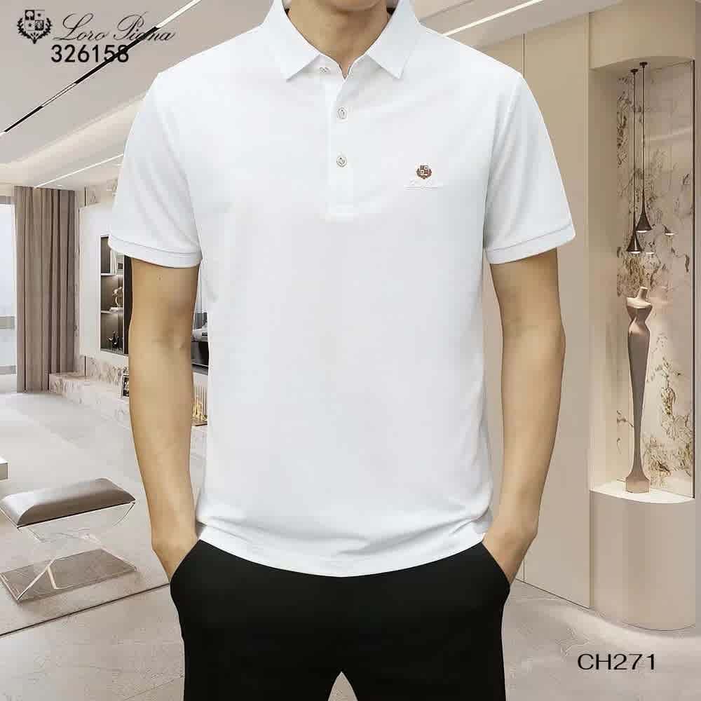 White Loro Piana Grey Premium Quality T-Shirt