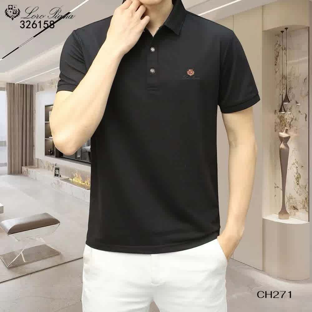 Black Loro Piana Grey Premium Quality T-Shirt