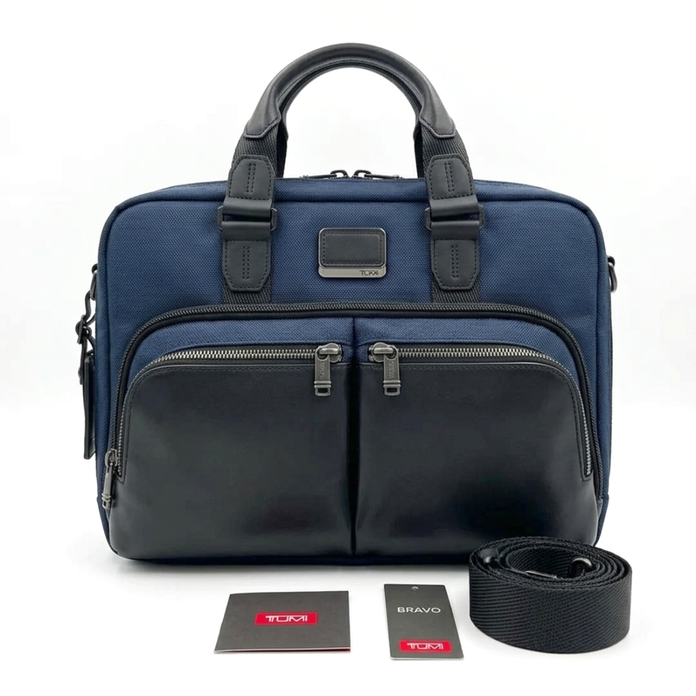 Tumi Alpha Bravo Albany Slim Commuter Blue Briefcase-thumb-1