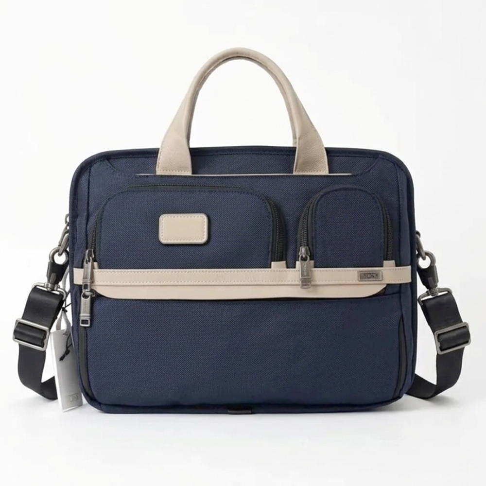 Tumi Expandable Organizer Laptop Briefcase Blue Bag-thumb-0