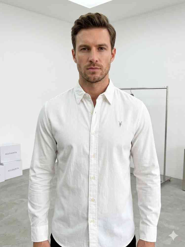 YSL White Premium Quality Cotton Shirt-thumb-0