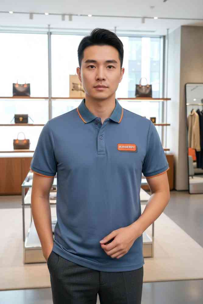Burberry Sky Blue Premium Exclusive Polo T-shirt-thumb-0