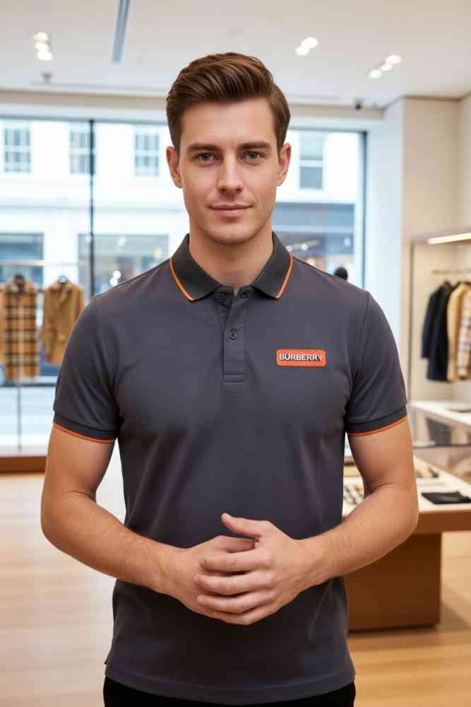 Purple Burberry Sky Blue Premium Exclusive Polo T-shirt