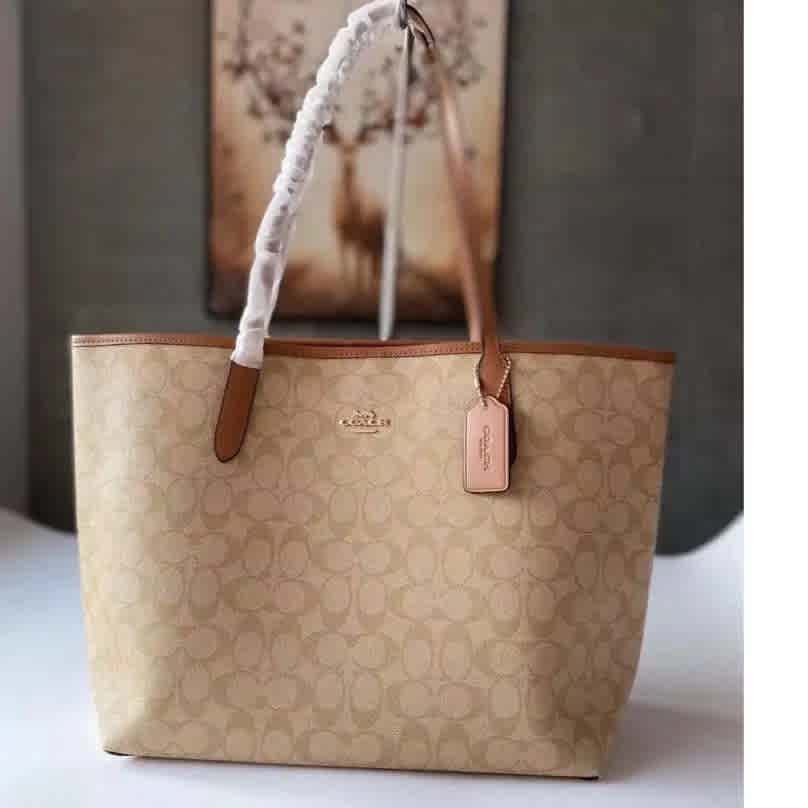 Cream Coach City Beige Premium Tote Bag