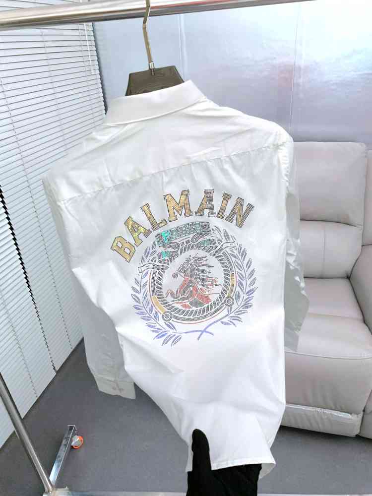 Balmain Embroidered White Premium Cotton Shirt-thumb-2