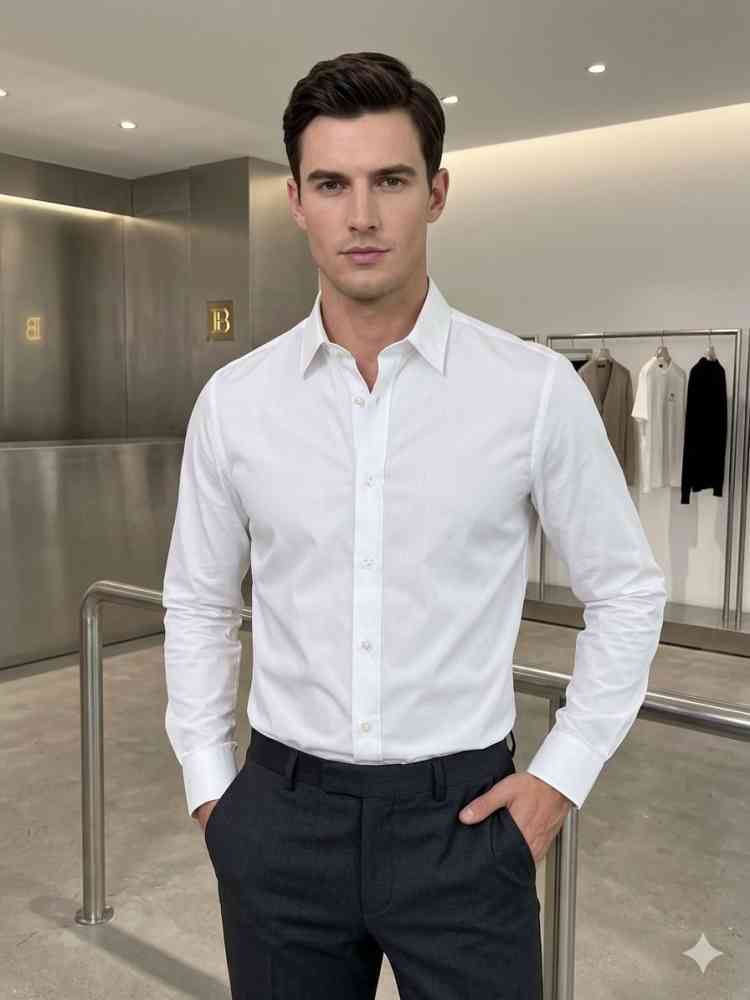 Balmain Embroidered White Premium Cotton Shirt-thumb-0