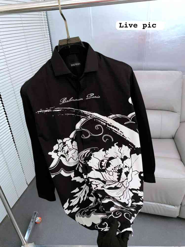 Balmain Embroidered Black Premium Cotton Shirt-2