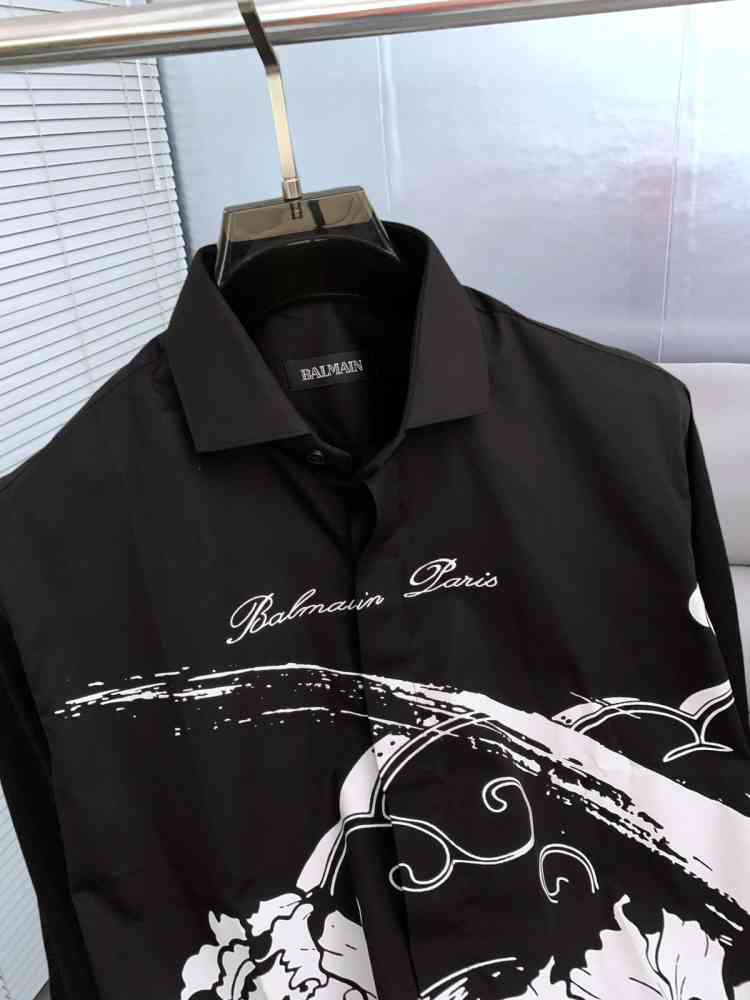 Balmain Embroidered Black Premium Cotton Shirt-1