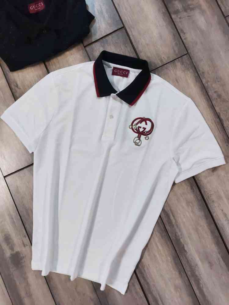 White Gucci Black Premium Quality Polo T-shirt