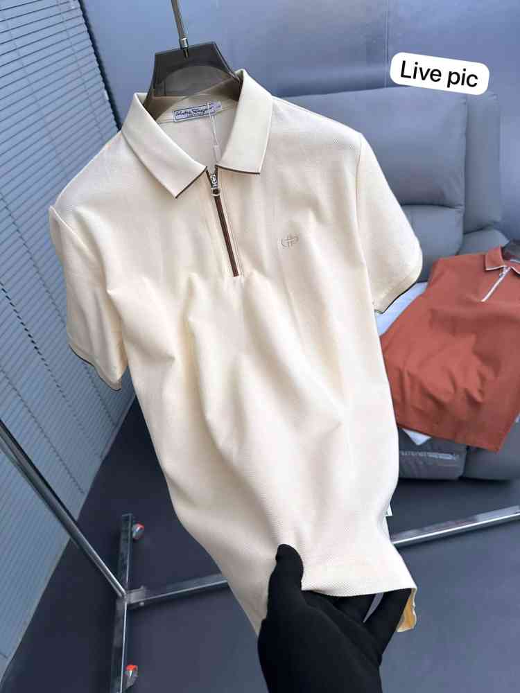 Salvatore Ferragamo Cream Premium Luxury T-shirt-thumb-1