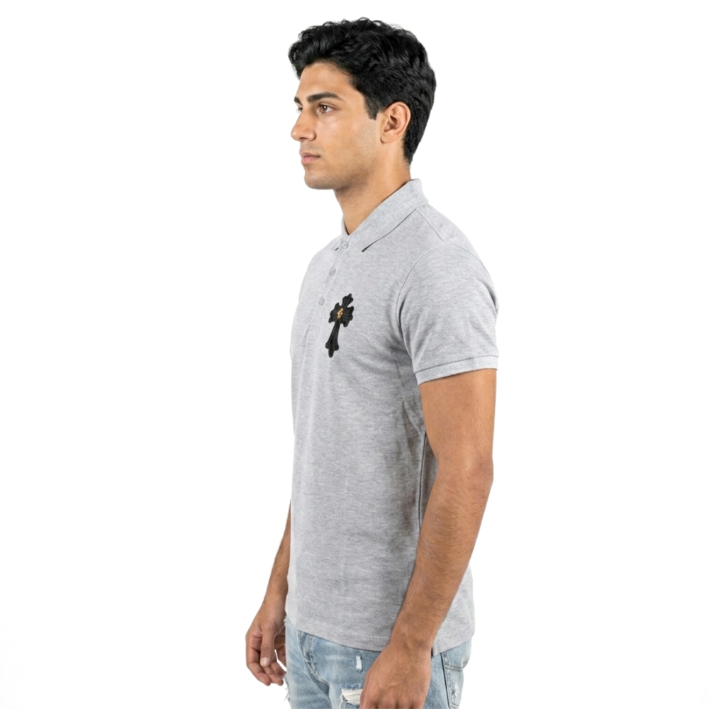 Chrome Hearts Grey Embroidered Logo Premium T-shirt-thumb-1