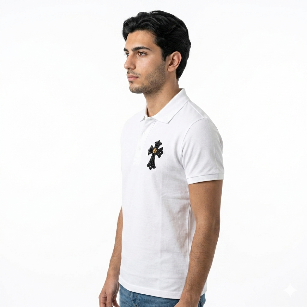 Chrome Hearts White Embroidered Logo Premium T-shirt-1