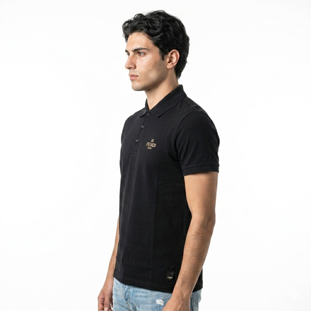 Fendi Black Premium Quality Polo Tees-2