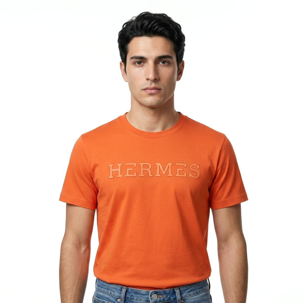 Hermes Paris Orange Round Neck Premium T-shirt-thumb-6