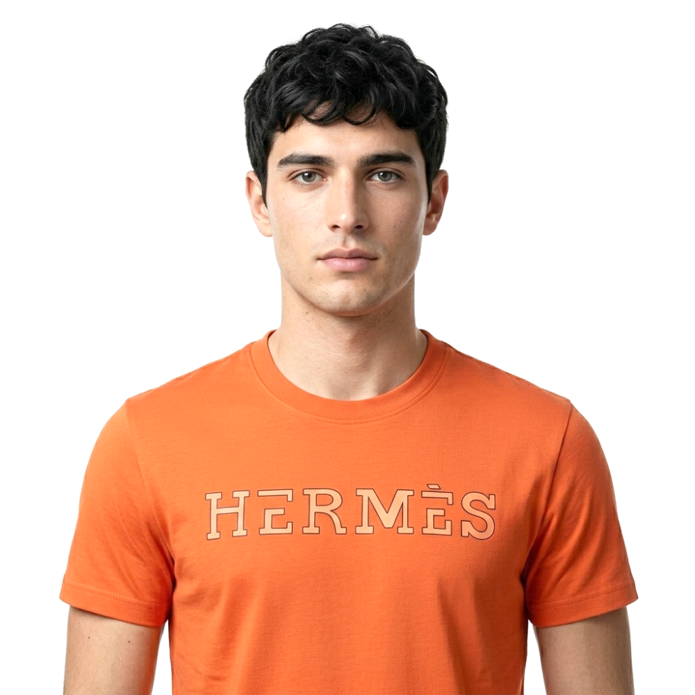 Hermes Paris Orange Round Neck Premium T-shirt-thumb-3