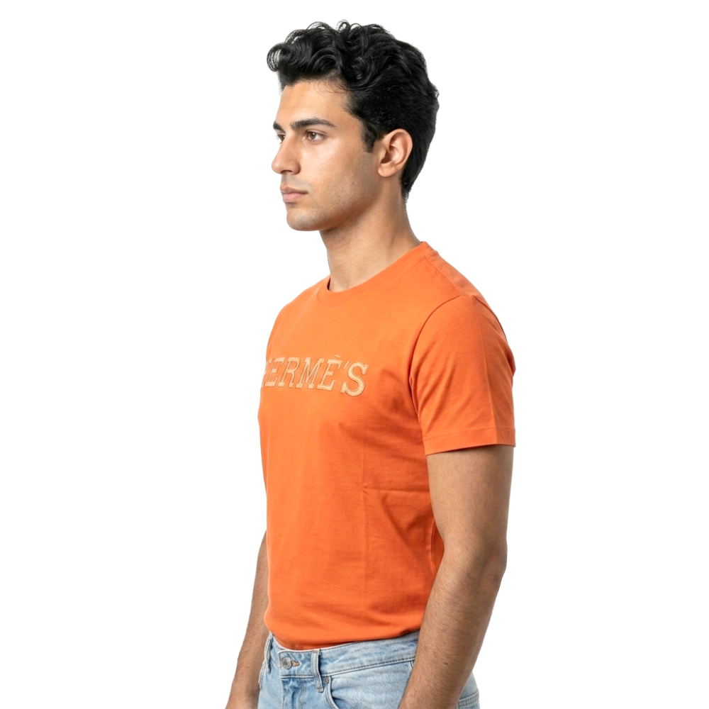 Hermes Paris Orange Round Neck Premium T-shirt-thumb-1