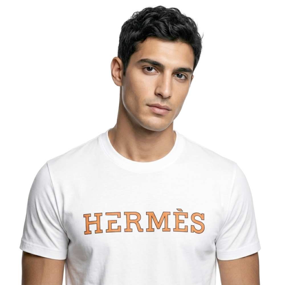 Hermes Paris White Round Neck Premium T-shirt-thumb-3