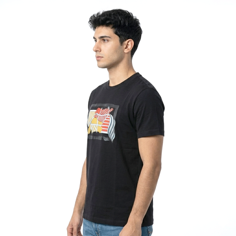 Hermes Logo Print Black Premium T-shirt-1