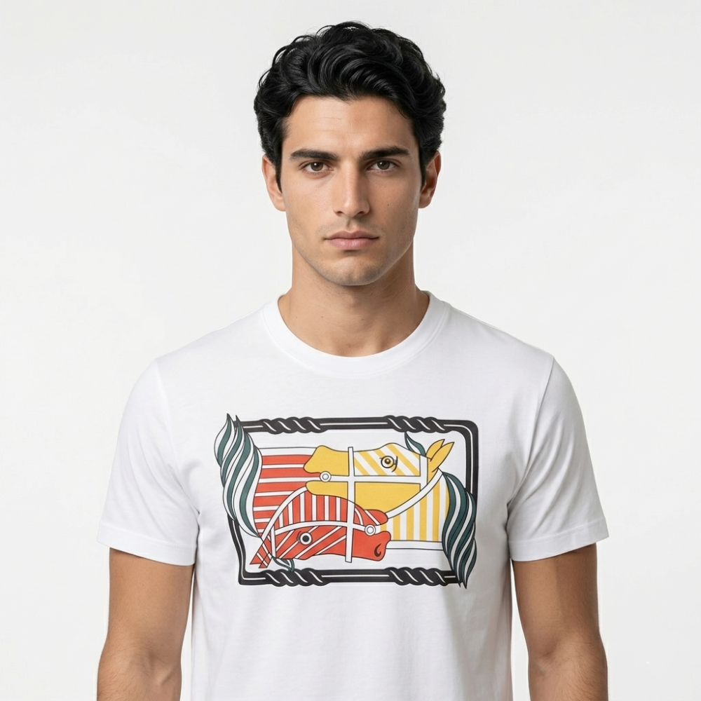 Hermes logo Print White Premium T-shirt-3