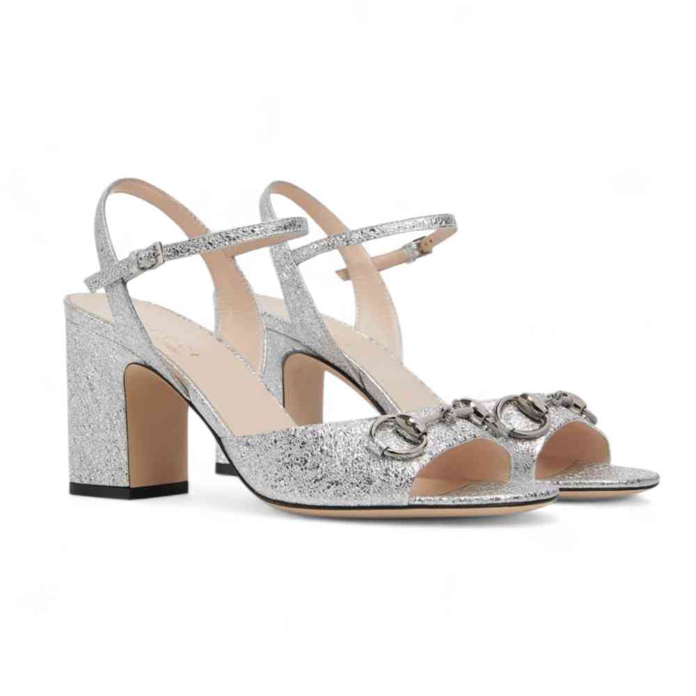 Gucci Silver Premium Quality Heel Sandals-thumb-0
