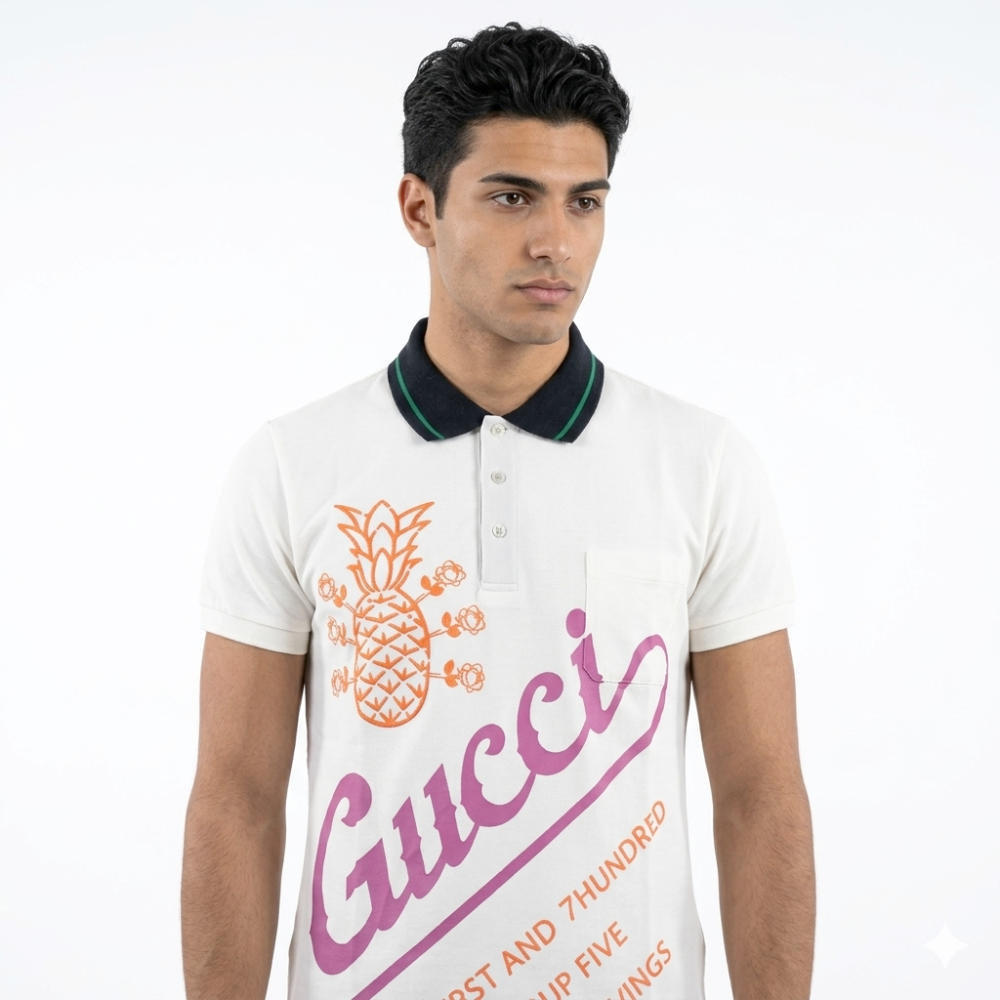 Gucci Pineapple Print White Premium T-shirt-3