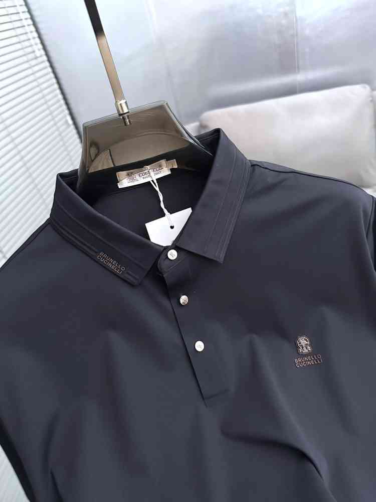 Brunello Cucinelli Blue Embroidery Premium Polo T-shirt-thumb-3