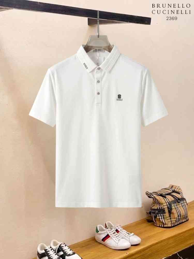 Brunello Cucinelli White Embroidery Premium Polo T-shirt-thumb-0