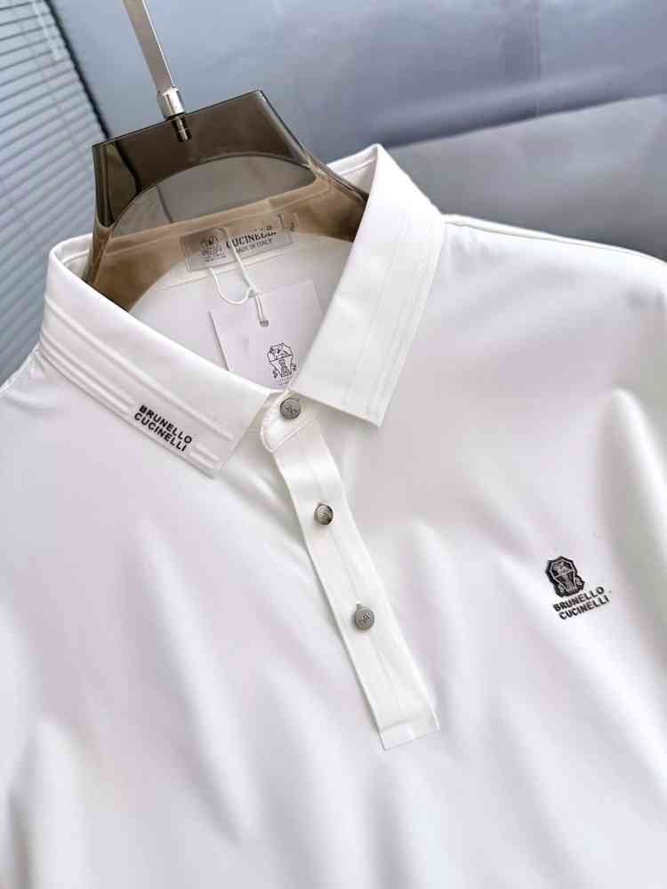 Brunello Cucinelli White Embroidery Premium Polo T-shirt-thumb-2