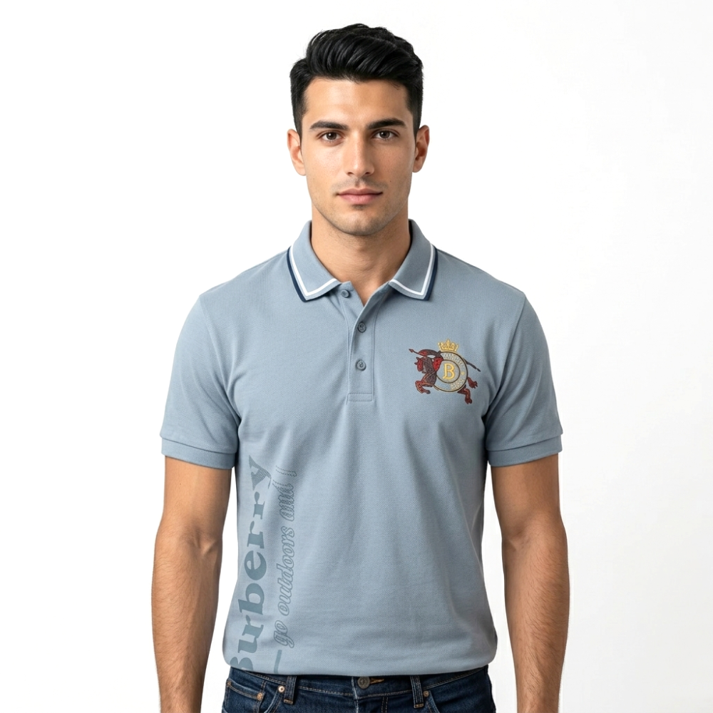 Burberry Grey Premium Quality Tees-thumb-3