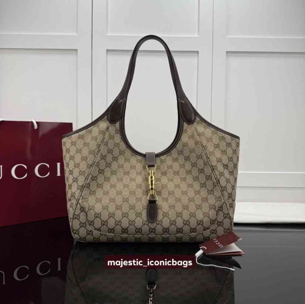 Gucci Jackie Boston Brown Tote Bag-thumb-0