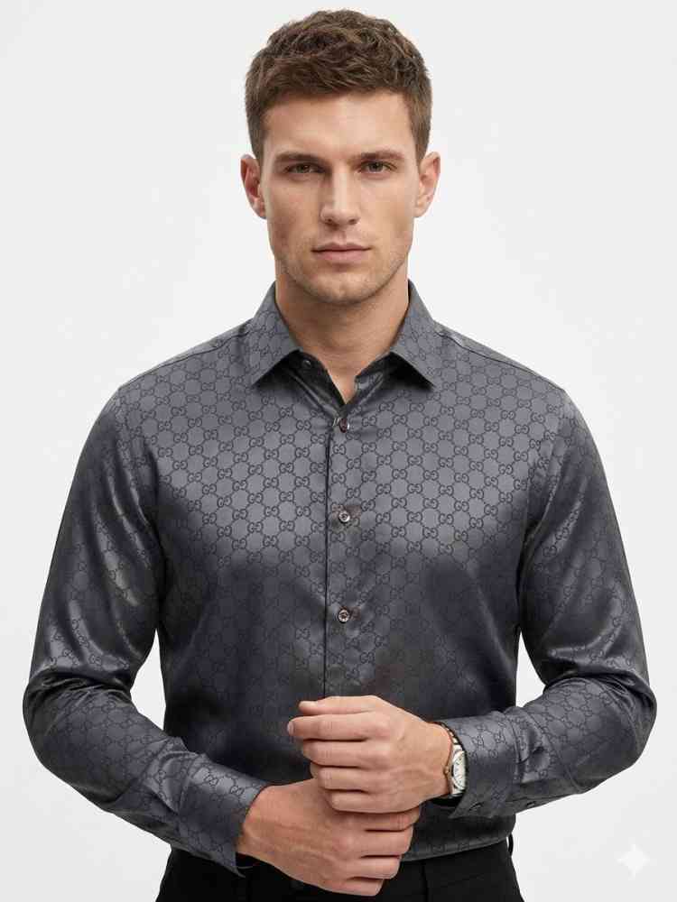 Gucci Grey Premium Quality Cotton Shirt-thumb-0