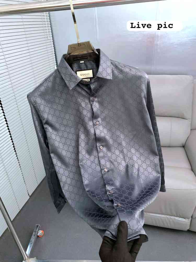 Gucci Grey Premium Quality Cotton Shirt-thumb-2