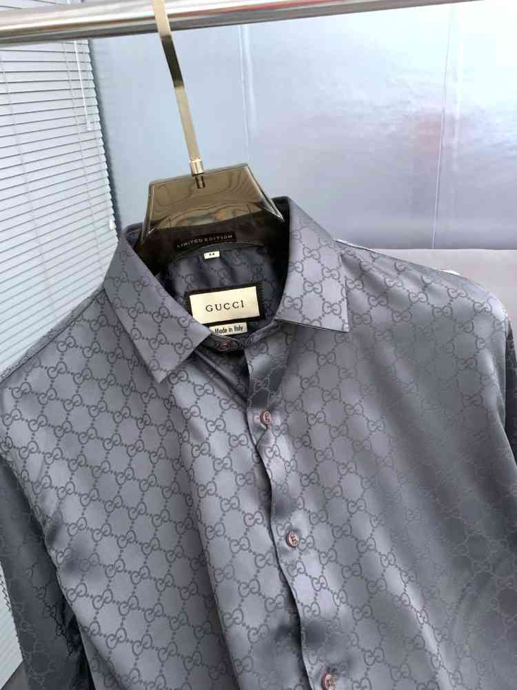 Gucci Grey Premium Quality Cotton Shirt-thumb-3