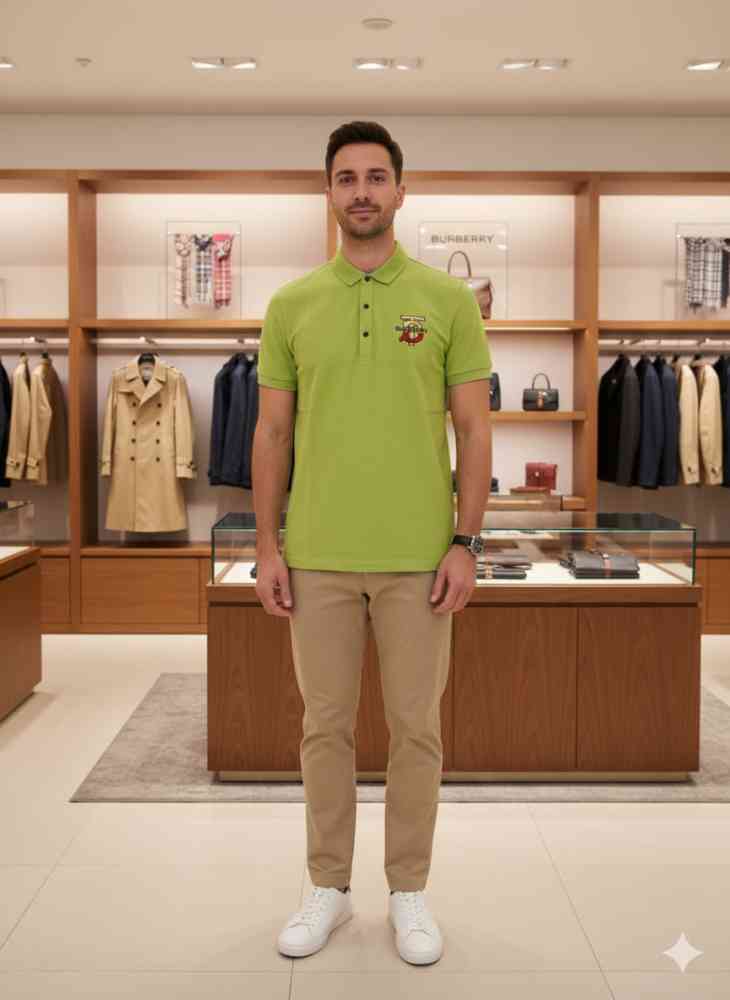 Burberry Green Premium Exclusive Polo T-shirt-thumb-2