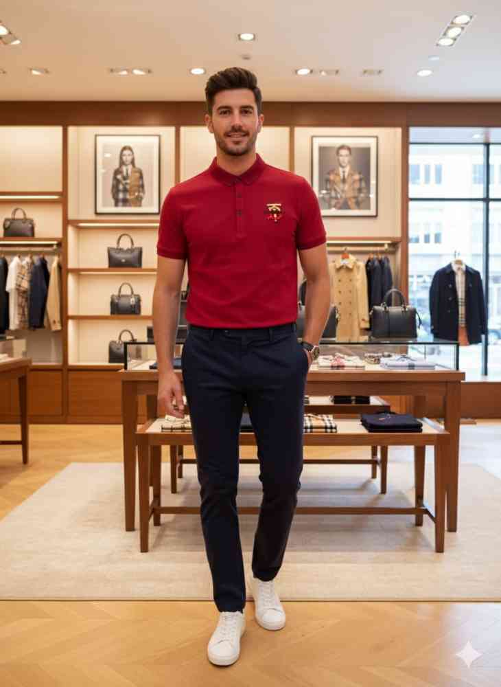 Burberry Red Premium Exclusive Polo T-shirt-1