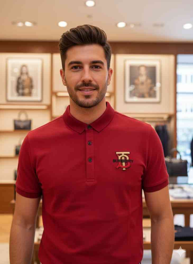 Red Burberry Green Premium Exclusive Polo T-shirt