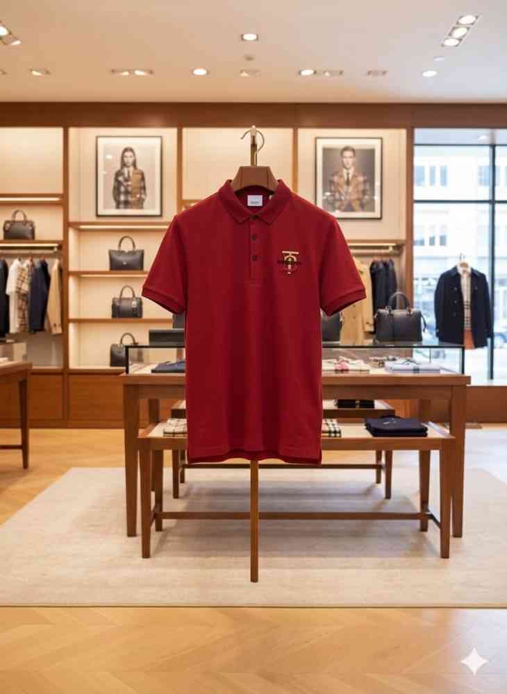 Burberry Red Premium Exclusive Polo T-shirt-3
