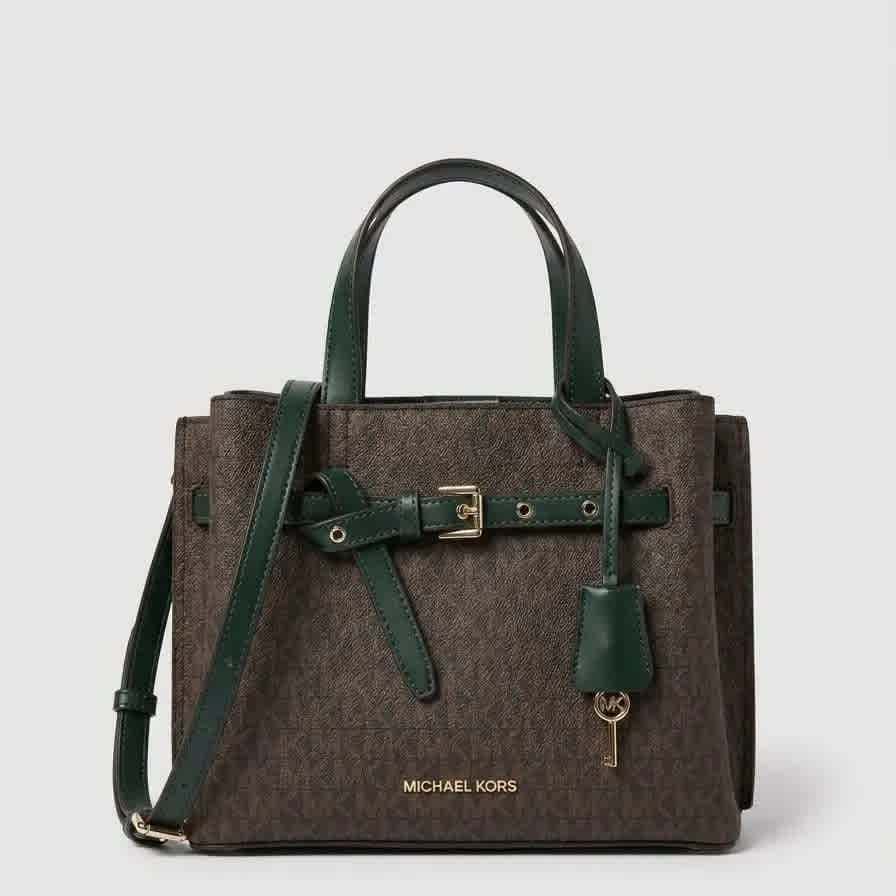 Green Michael Kors Emilia Medium White Tote Bag