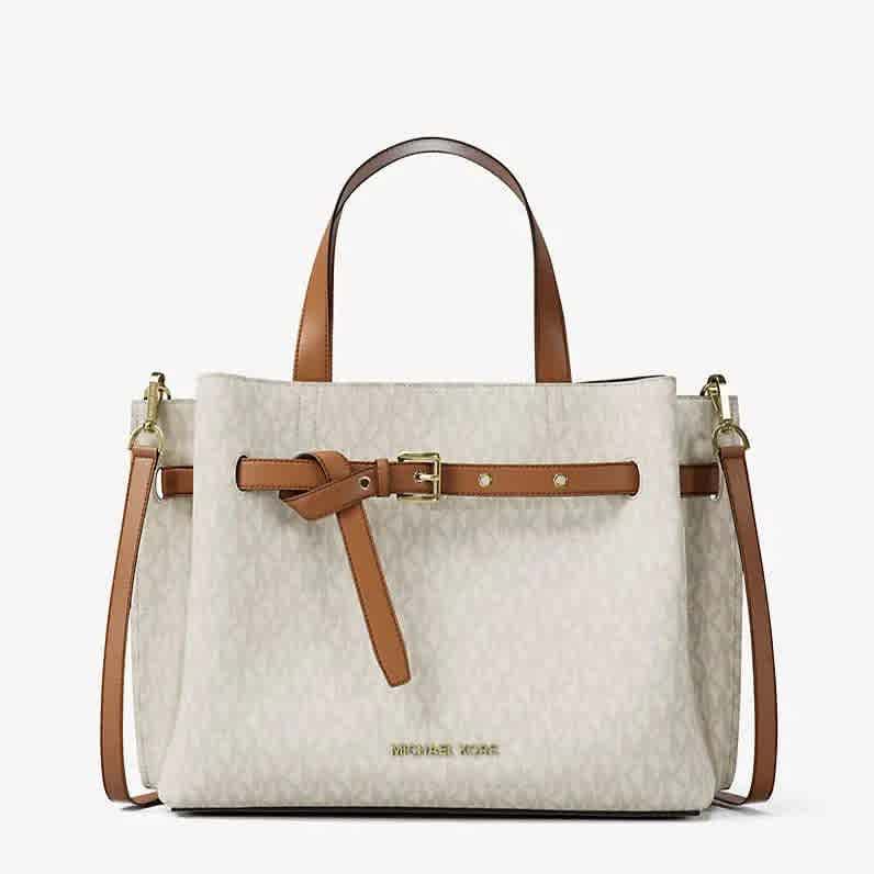 Michael Kors Emilia Medium White Tote Bag-thumb-0