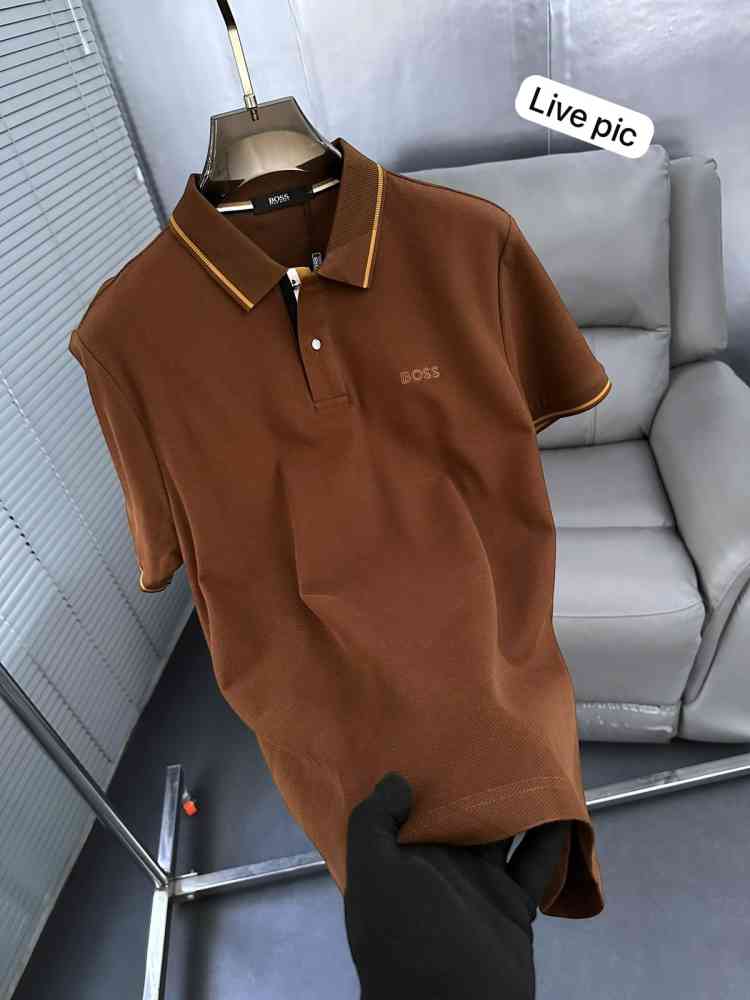 Hugo Boss Brown Premium Quality Tees-thumb-1