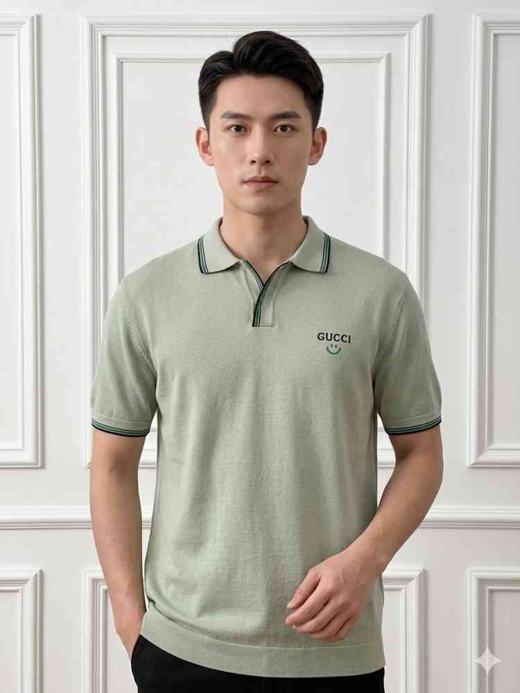 Light Green Gucci Black Premium Quality Polo T-shirt