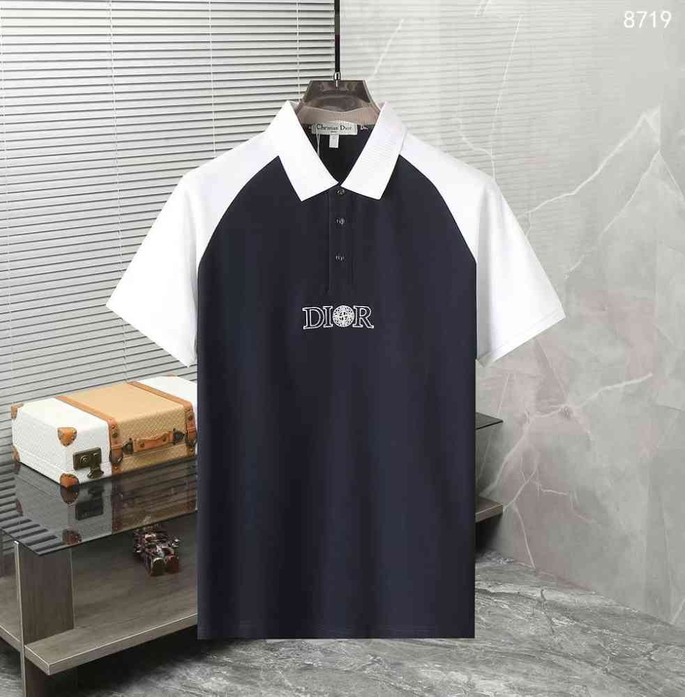 Blue Dior White Premium Quality Polo T-Shirt